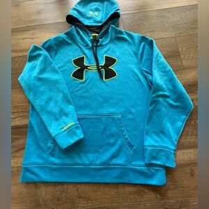 Under Armour Size Large Blue Loose Fit Storm Hoodie Pullover Athletic Sweatshirt